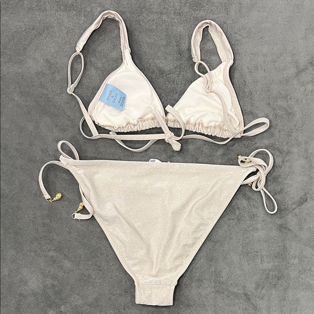 Shade & Shore Ivory Sparkly Bikini Set (XS Top and S Bottom) - Picture 9 of 12